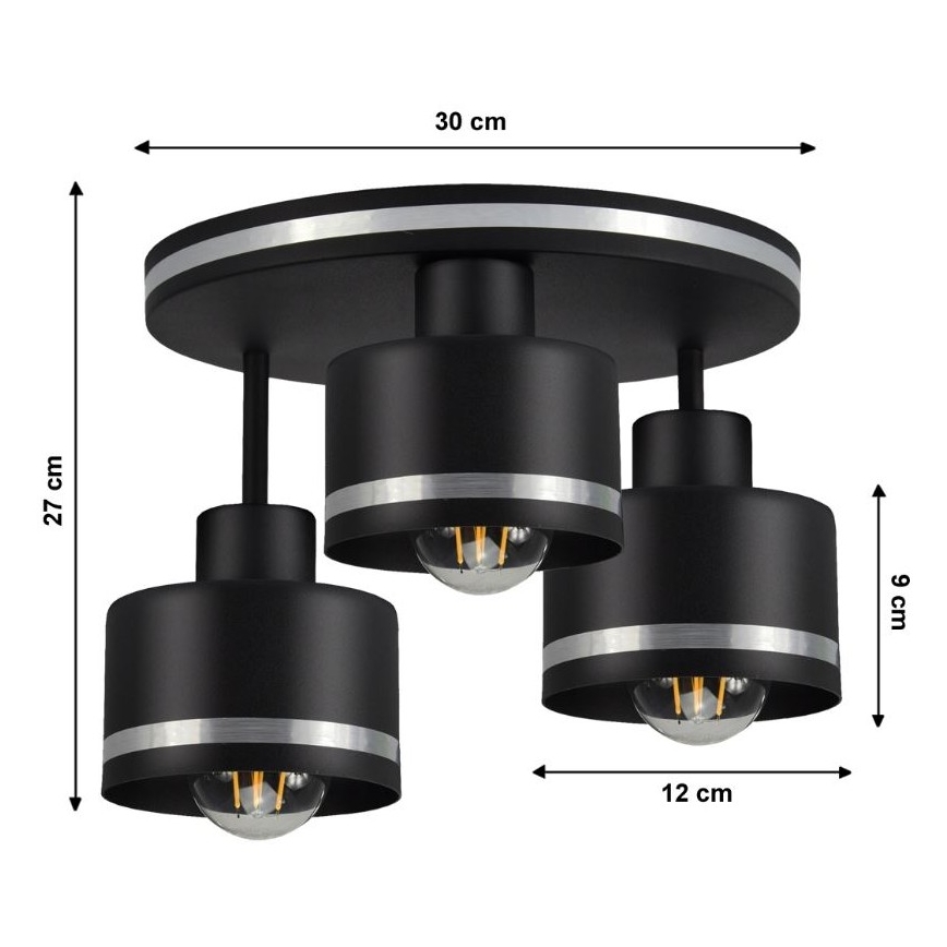Nadgradni luster BODO SILVER 3xE27/60W/230V