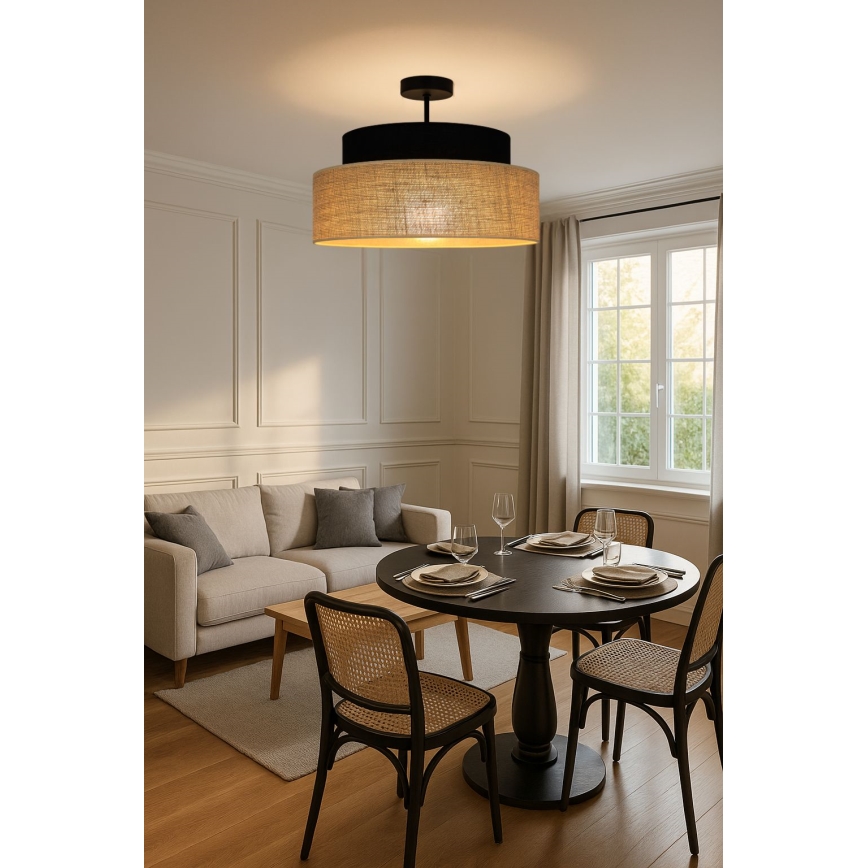 Nadgradni luster BOHO 1xE27/60W/230V crna/bež