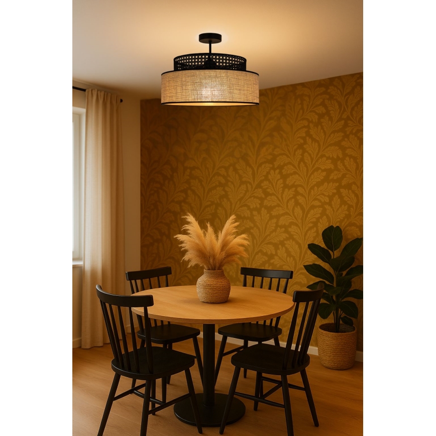 Nadgradni luster BOHO 1xE27/60W/230V crna/ratan