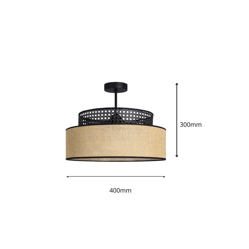 Nadgradni luster BOHO 1xE27/60W/230V crna/ratan