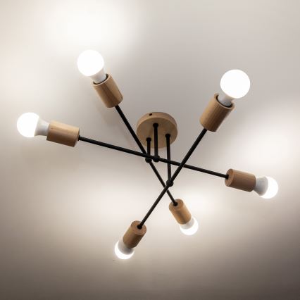 Nadgradni luster CAMBRIDGE 6xE27/15W/230V borovina