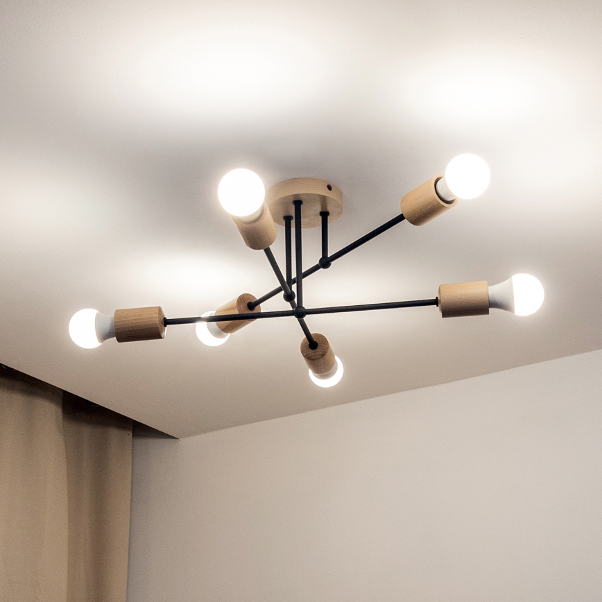 Nadgradni luster CAMBRIDGE 6xE27/15W/230V borovina