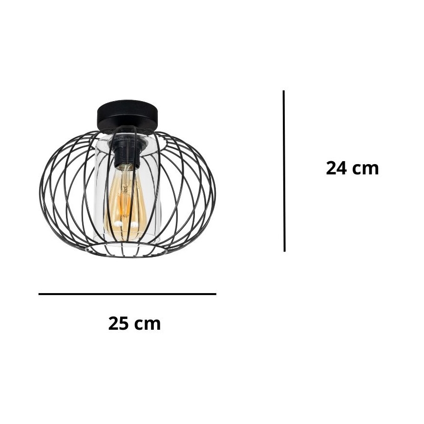 Nadgradni luster CORRINI 1xE27/60W/230V pr. 25 cm crna/prozirna