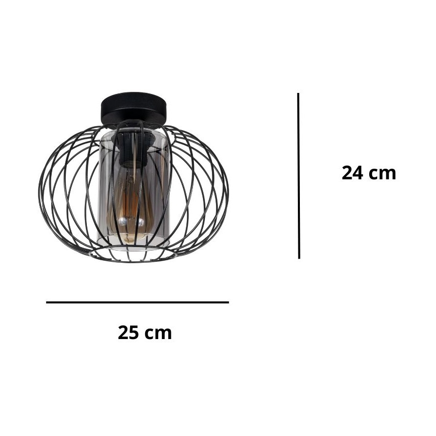 Nadgradni luster CORRINI 1xE27/60W/230V pr. 25 cm crna/siva