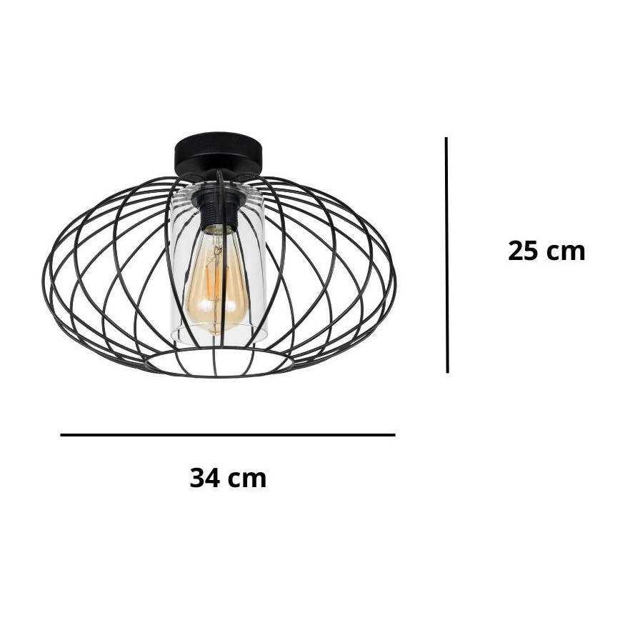 Nadgradni luster CORRINI 1xE27/60W/230V pr. 34 cm crna/prozirna