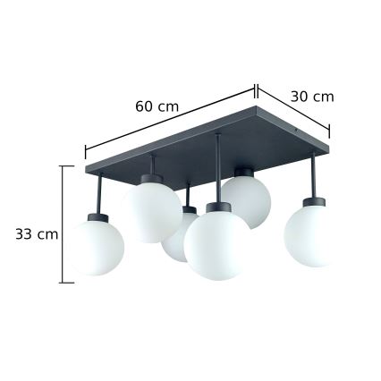 Nadgradni luster DEA 6xE14/60W/230V crna/bijela