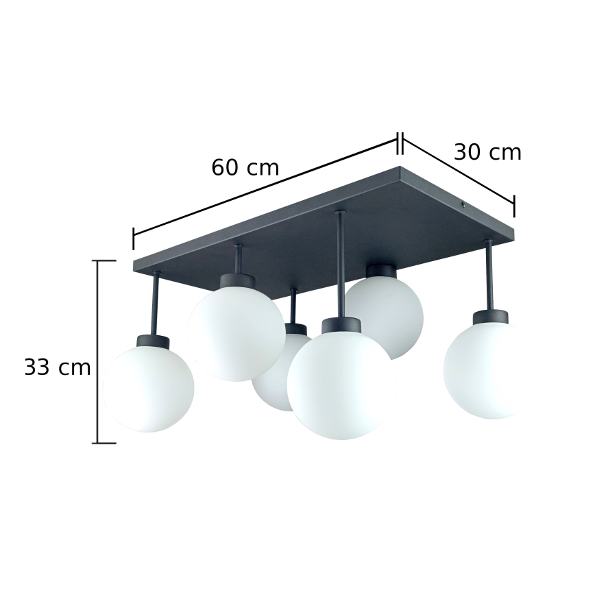 Nadgradni luster DEA 6xE14/60W/230V crna/bijela