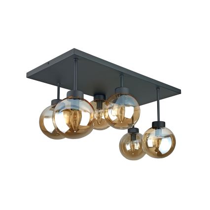 Nadgradni luster DEA 6xE14/60W/230V crna/dimna bež