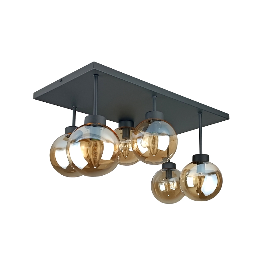 Nadgradni luster DEA 6xE14/60W/230V crna/dimna bež