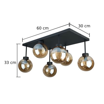 Nadgradni luster DEA 6xE14/60W/230V crna/dimna bež