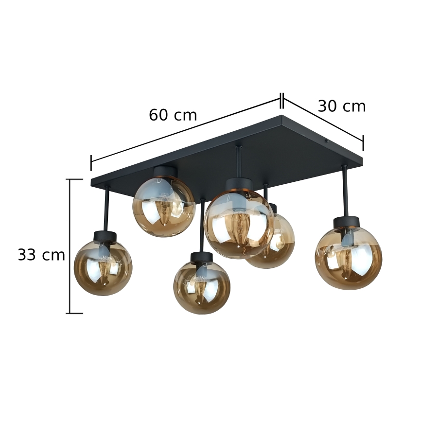 Nadgradni luster DEA 6xE14/60W/230V crna/dimna bež