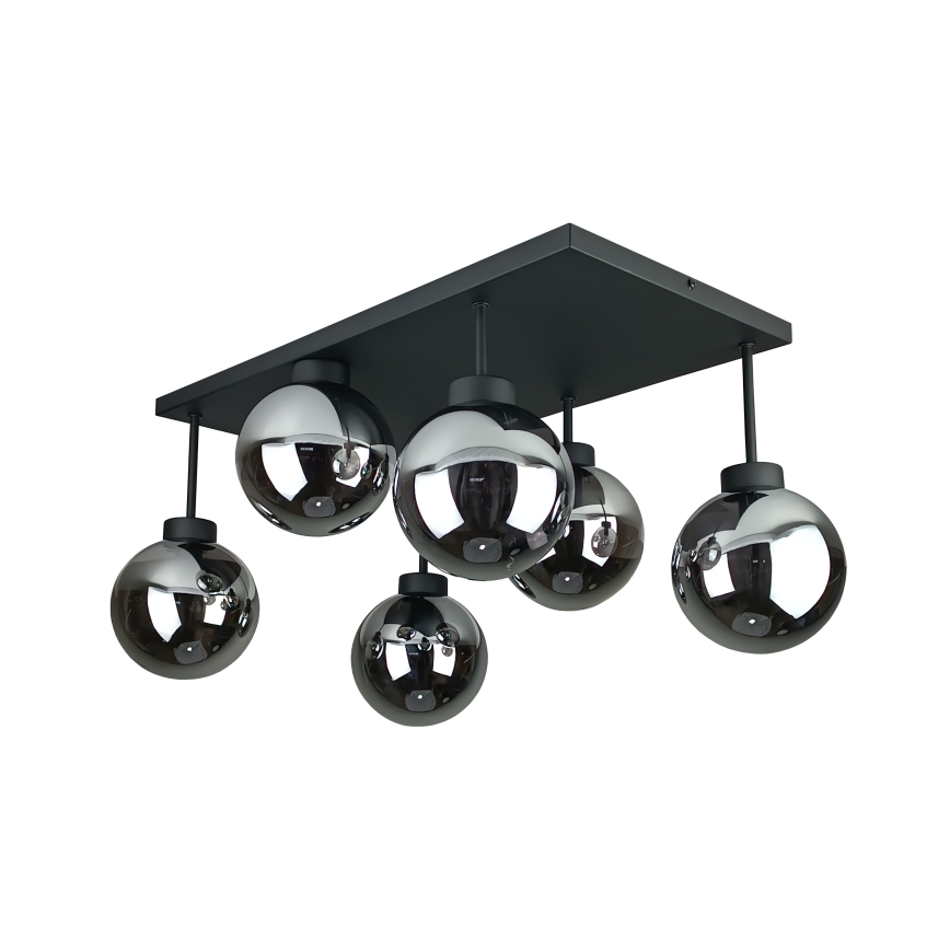 Nadgradni luster DEA 6xE14/60W/230V crna/dimna crna