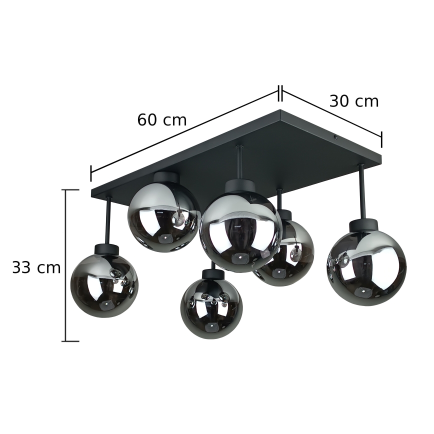 Nadgradni luster DEA 6xE14/60W/230V crna/dimna crna