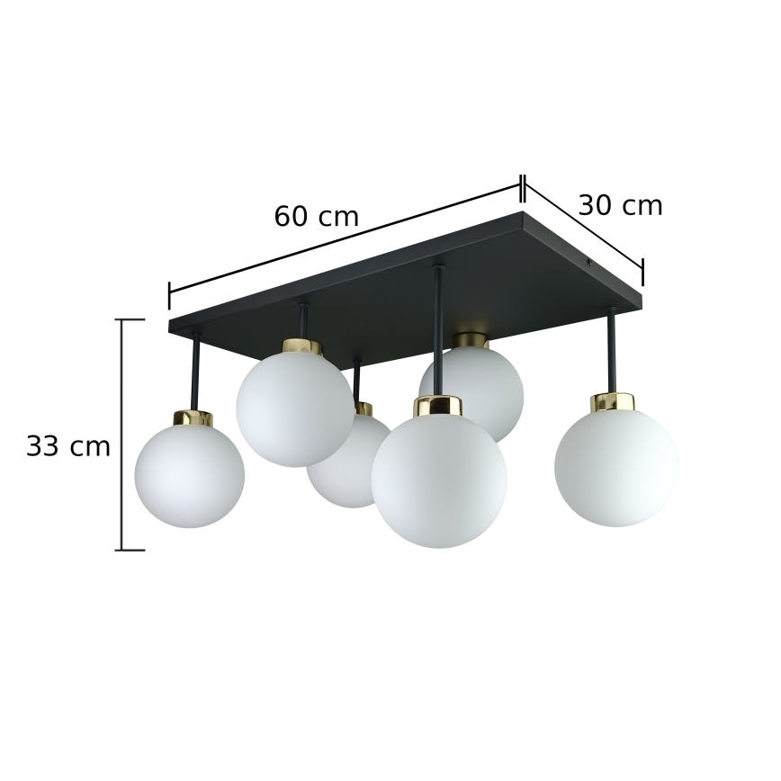 Nadgradni luster DEA 6xE14/60W/230V crna/zlatna/bijela