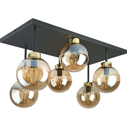 Nadgradni luster DEA 6xE14/60W/230V crna/zlatna/dimna bež