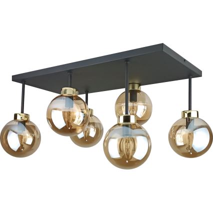 Nadgradni luster DEA 6xE14/60W/230V crna/zlatna/dimna bež