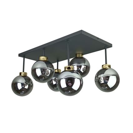 Nadgradni luster DEA 6xE14/60W/230V crna/zlatna/dimna crna