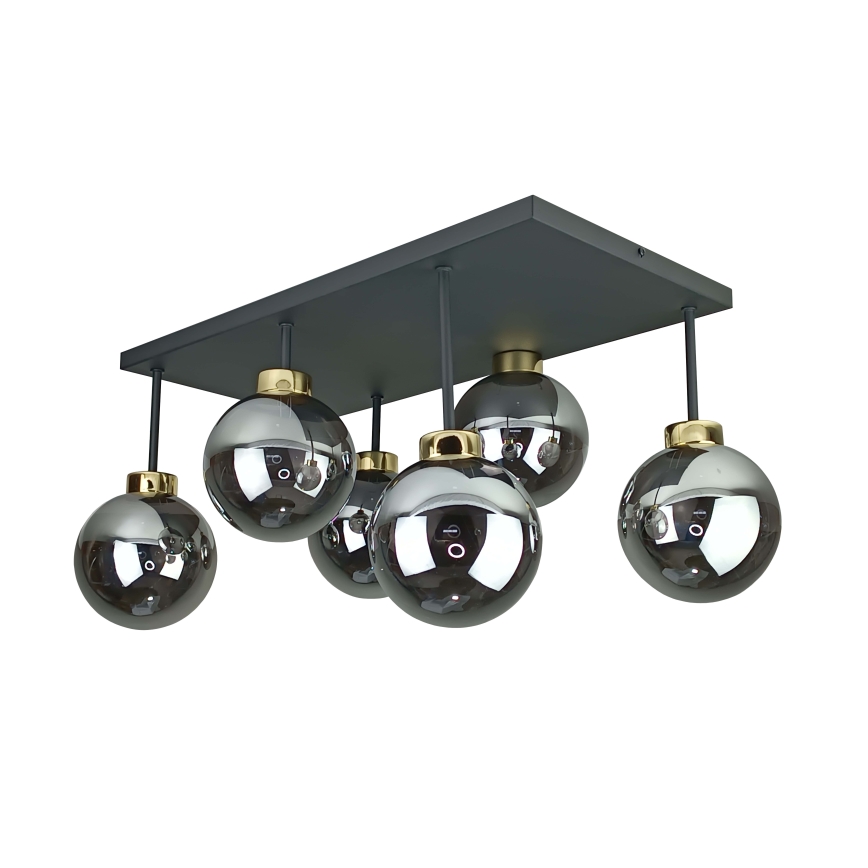 Nadgradni luster DEA 6xE14/60W/230V crna/zlatna/dimna crna
