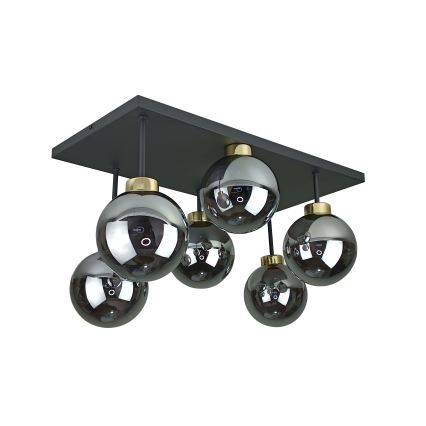 Nadgradni luster DEA 6xE14/60W/230V crna/zlatna/dimna crna