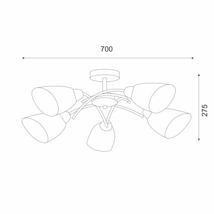 Nadgradni luster DONNA 5xE27/60W/230V nikal