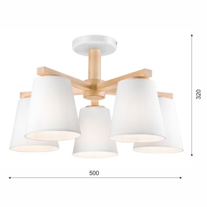 Nadgradni luster ELLIE 5xE27/60W/230V bijela/bukva