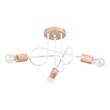 Nadgradni luster EMBER 3xE27/15W/230V bijela/bež/bukva