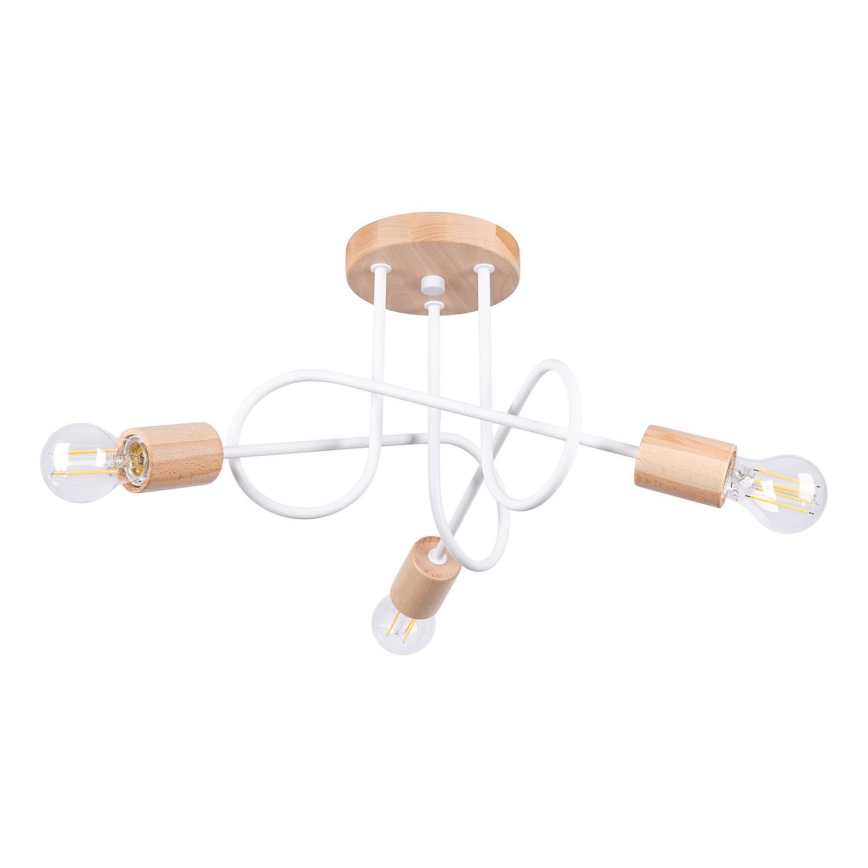 Nadgradni luster EMBER 3xE27/15W/230V bijela/bež/bukva