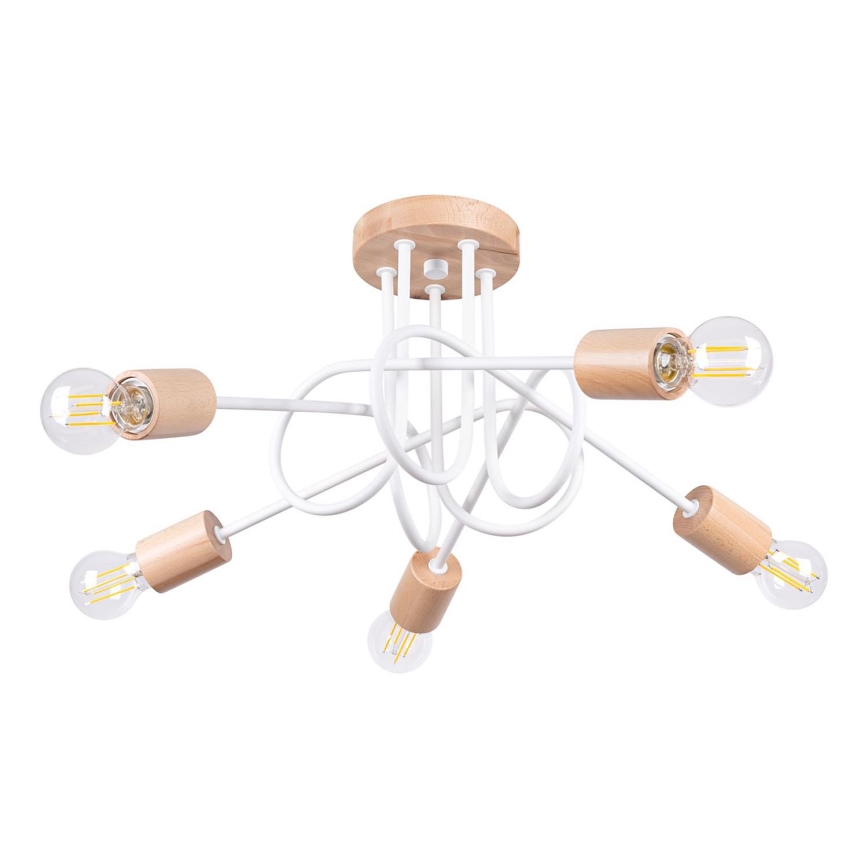 Nadgradni luster EMBER 5xE27/15W/230V bijela/bež/bukva