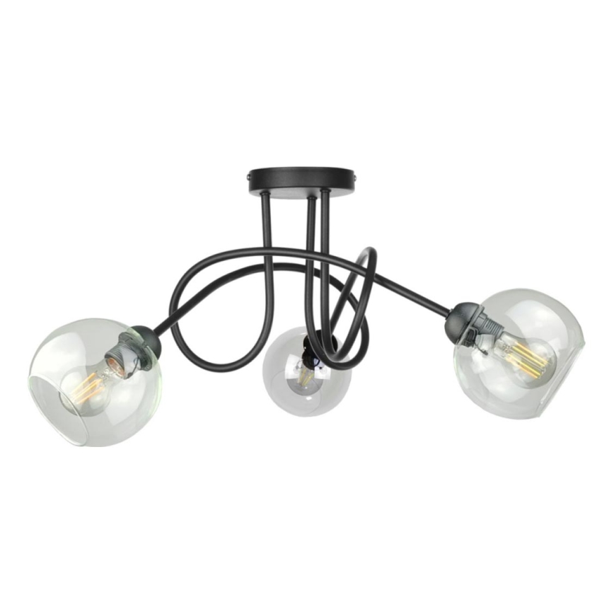 Nadgradni luster EVIE 3xE27/60W/230V crna/prozirna