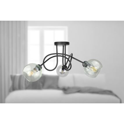 Nadgradni luster EVIE 3xE27/60W/230V crna/prozirna