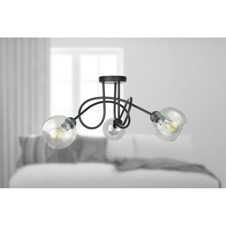 Nadgradni luster EVIE 3xE27/60W/230V crna/prozirna