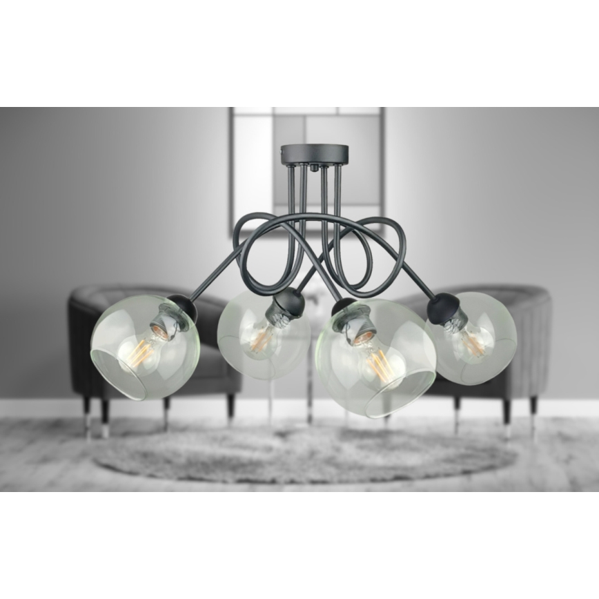 Nadgradni luster EVIE 4xE27/60W/230V antracit/prozirna
