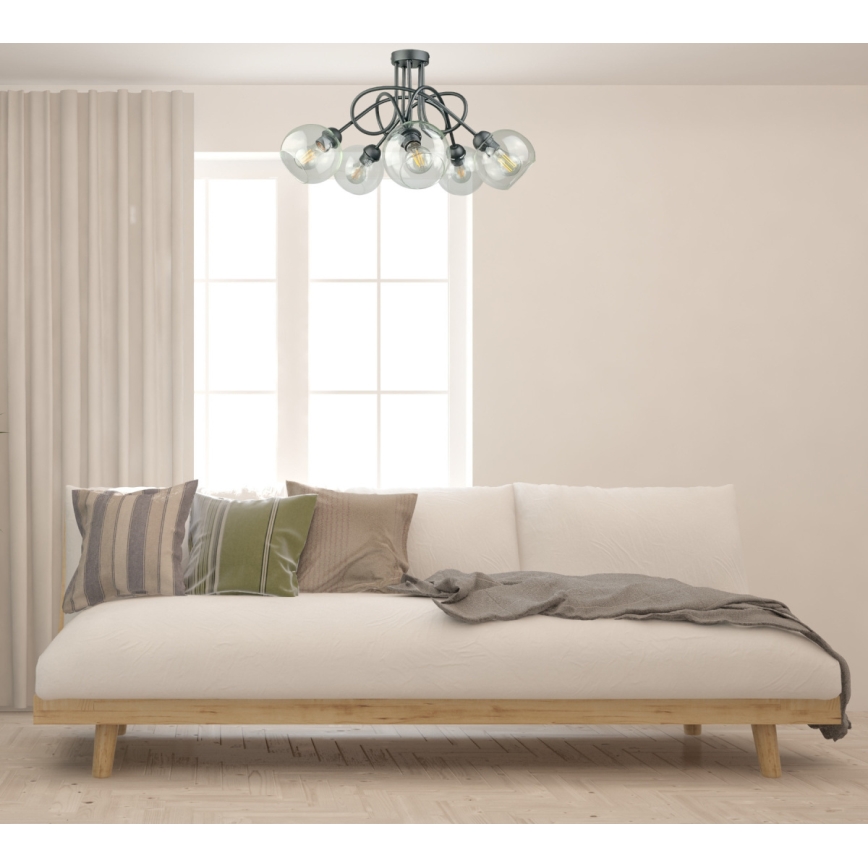 Nadgradni luster EVIE 5xE27/60W/230V antracit/prozirna