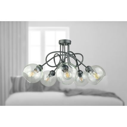 Nadgradni luster EVIE 5xE27/60W/230V antracit/prozirna