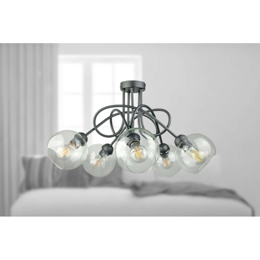 Nadgradni luster EVIE 5xE27/60W/230V antracit/prozirna