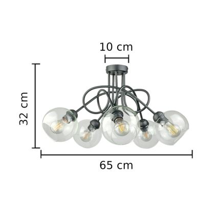 Nadgradni luster EVIE 5xE27/60W/230V antracit/prozirna