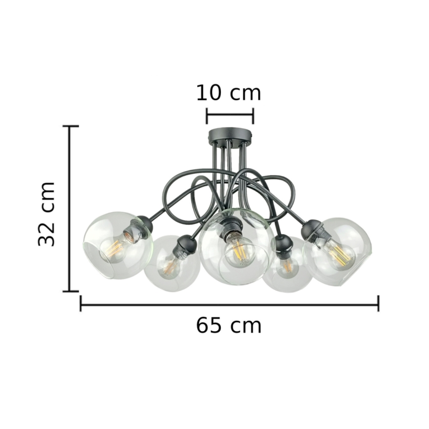Nadgradni luster EVIE 5xE27/60W/230V antracit/prozirna