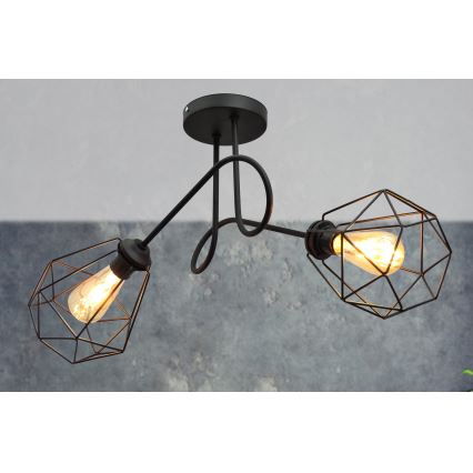 Nadgradni luster KARO 2xE27/15W/230V crna