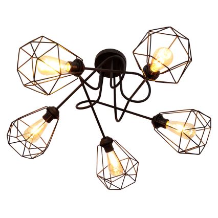 Nadgradni luster KARO 5xE27/15W/230V crna