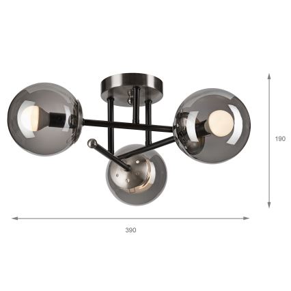 Nadgradni luster MALENA 3xE14/5W/230V crna/dimna