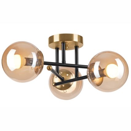 Nadgradni luster MALENA 3xE14/5W/230V zlatna/crna/dimna bež