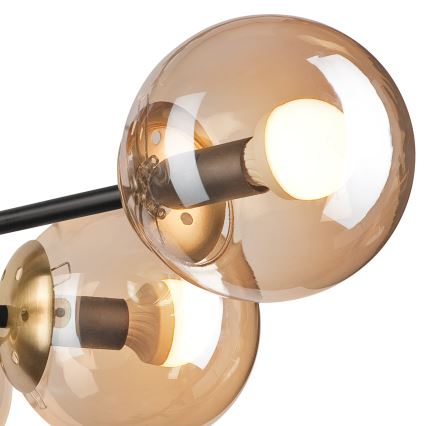 Nadgradni luster MALENA 6xE14/5W/230V zlatna/crna/dimna bež