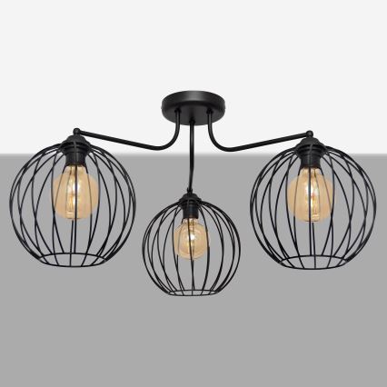 Nadgradni luster MERCURE 3xE27/15W/230V crna