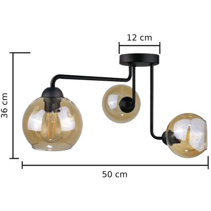 Nadgradni luster MONDE BLACK 3xE27/60W/230V