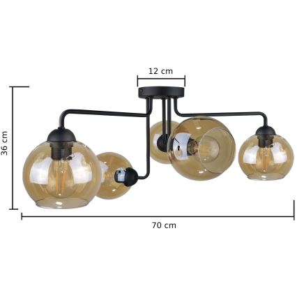 Nadgradni luster MONDE BLACK 5xE27/60W/230V