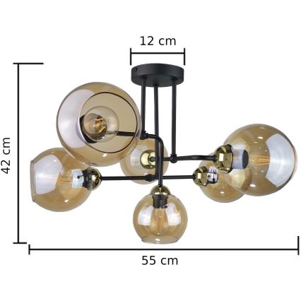 Nadgradni luster MONDE GOLD 6xE27/60W/230V