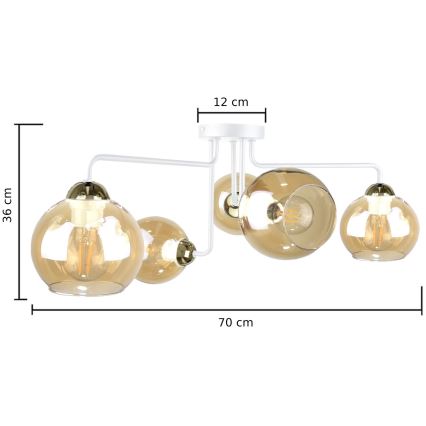 Nadgradni luster MONDE WHITE 5xE27/60W/230V