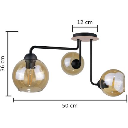 Nadgradni luster MONDE WOOD 3xE27/60W/230V