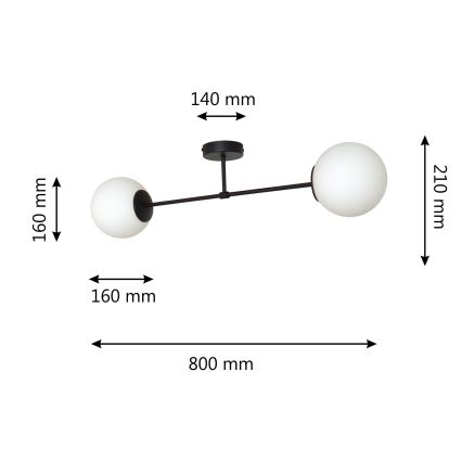 Nadgradni luster MOON 2xE27/15W/230V crna