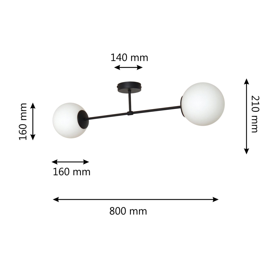 Nadgradni luster MOON 2xE27/15W/230V crna